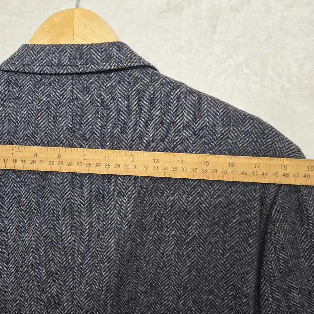 Lands End Mens Vintage USA Classic Tweed Wool Herringbone Blazer Sport Coat 43R